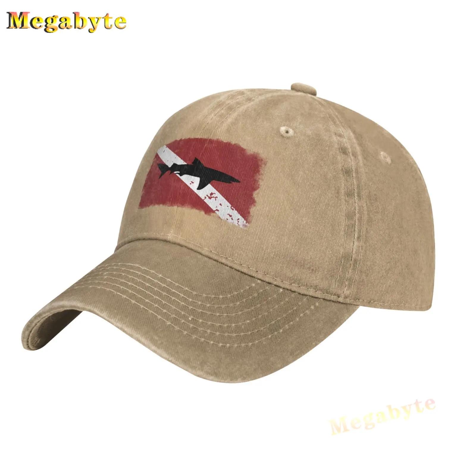 

Винтажная шляпа с флагом для дайвинга с акулой, винтажная потертая хлопковая кепка для папы, бейсболка, регулируемая кепка-поло, стиль унисекс для дальнобойщика Adjustable