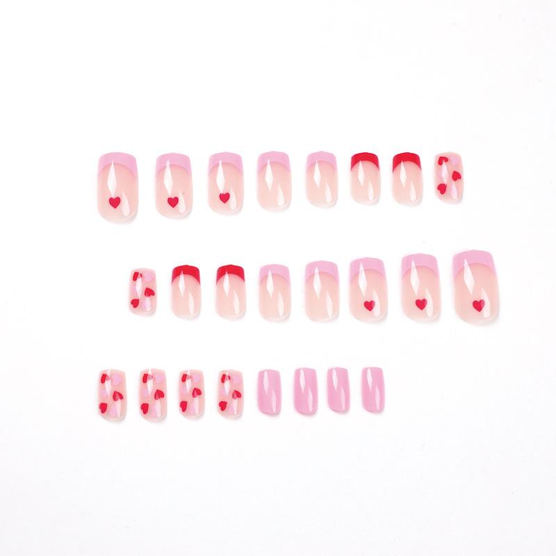 Tragbarer Nagelsticker rot pink Französisch Liebe tragbares Nagelstück Fertiges Nagelpflaster Fertiges Nagelstück Tragbares Nagelstück