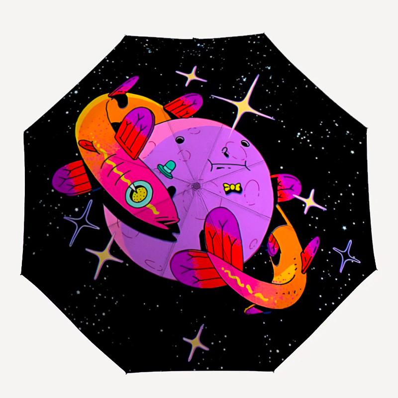 

1pc Galactic Fish Automatic Open/Close Umbrella, Portable Folding Umbrella, Compact Travel Umbrella for, Birthday/Christmas Gift 5031