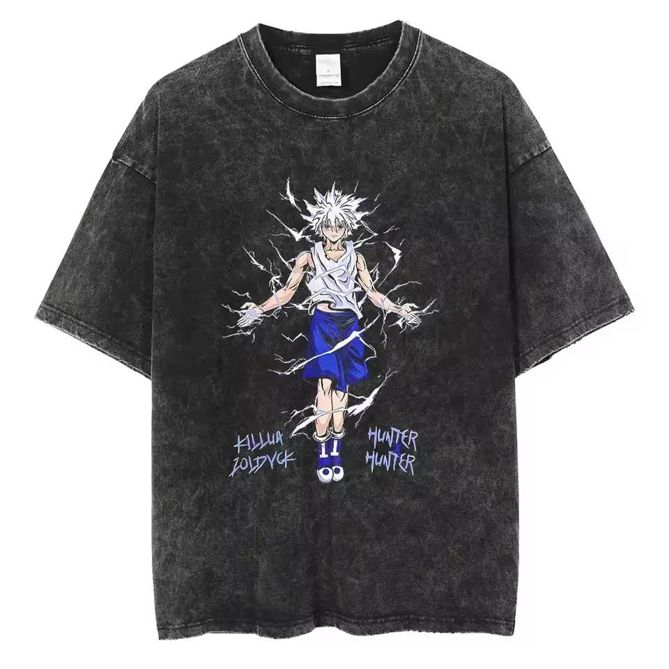 Killua Zoldyck Hunter X Hunter Manga Graphic Tshirt Men Women Clothes Oversized Washed Cotton Tshirt Short Sleeve Tees Tops