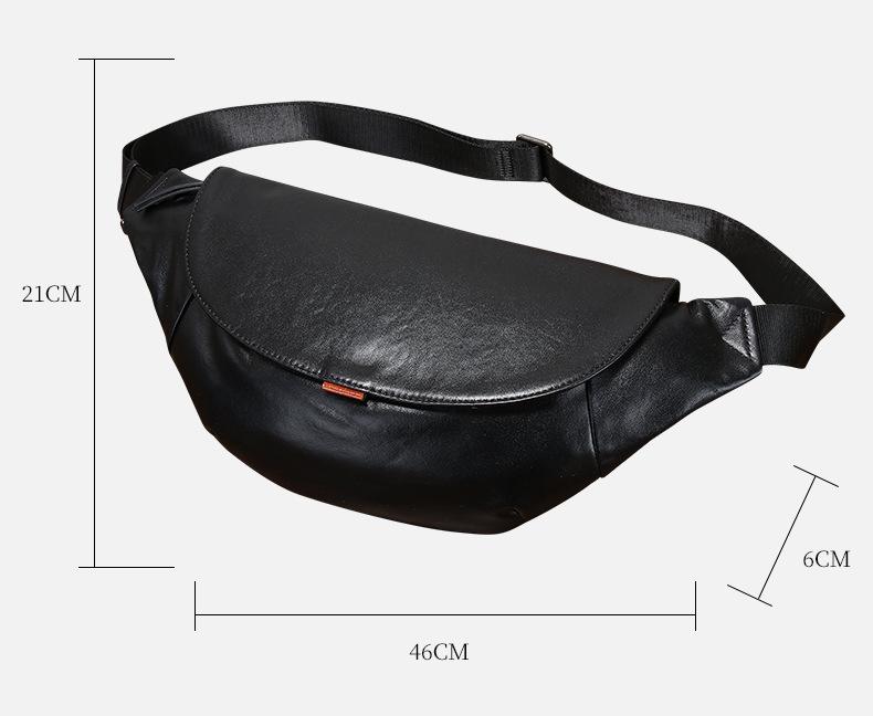 

Мужская сумка-кроссбоди из натуральной кожи - Модная и универсальная, из коровьей кожи высшего слоя, маленький спортивный рюкзак 46cm x 6cm x 21cm чёрный