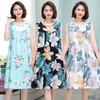 Plus Size Sleeveless Cotton Rayon Dress for Middle-Aged Women