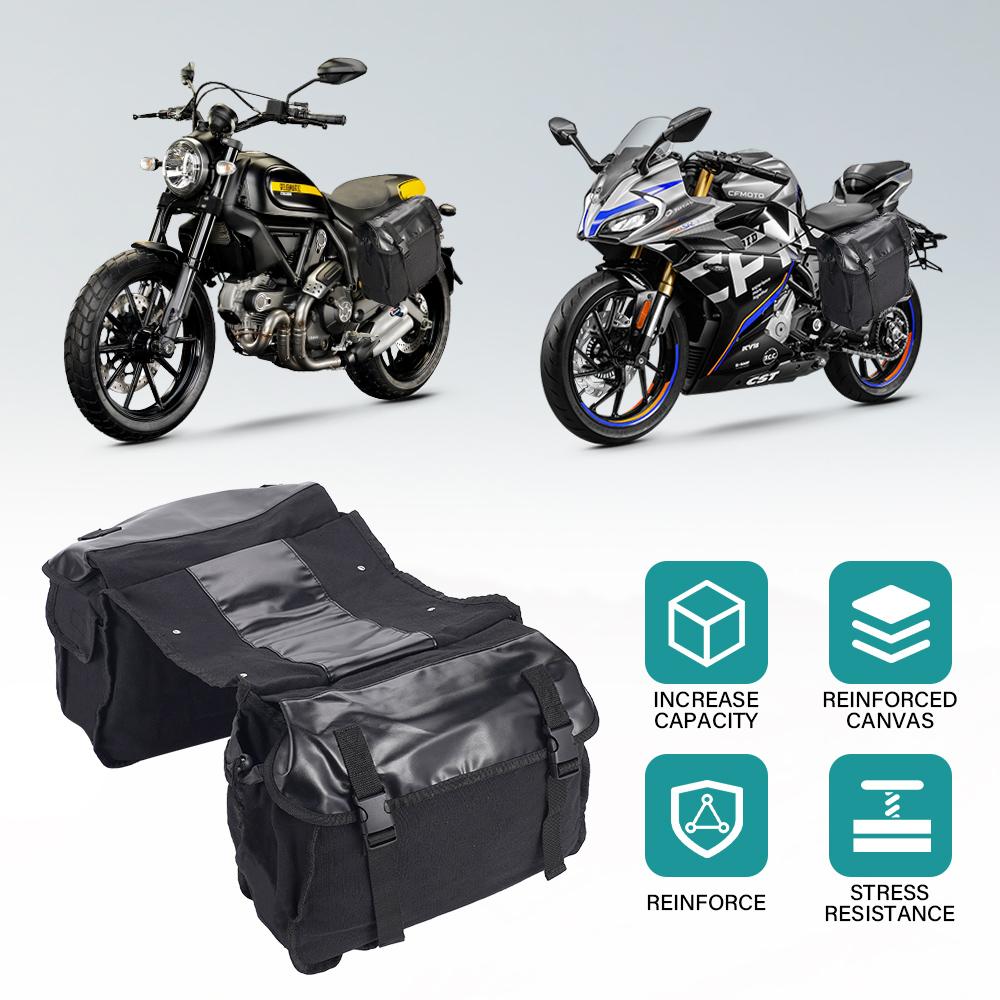 Black Canvas Hanging Bag Motorcycle Double-Sided Hanging Bag with Expandable Capacity, Pressure-Resistant and Tension-Resistant