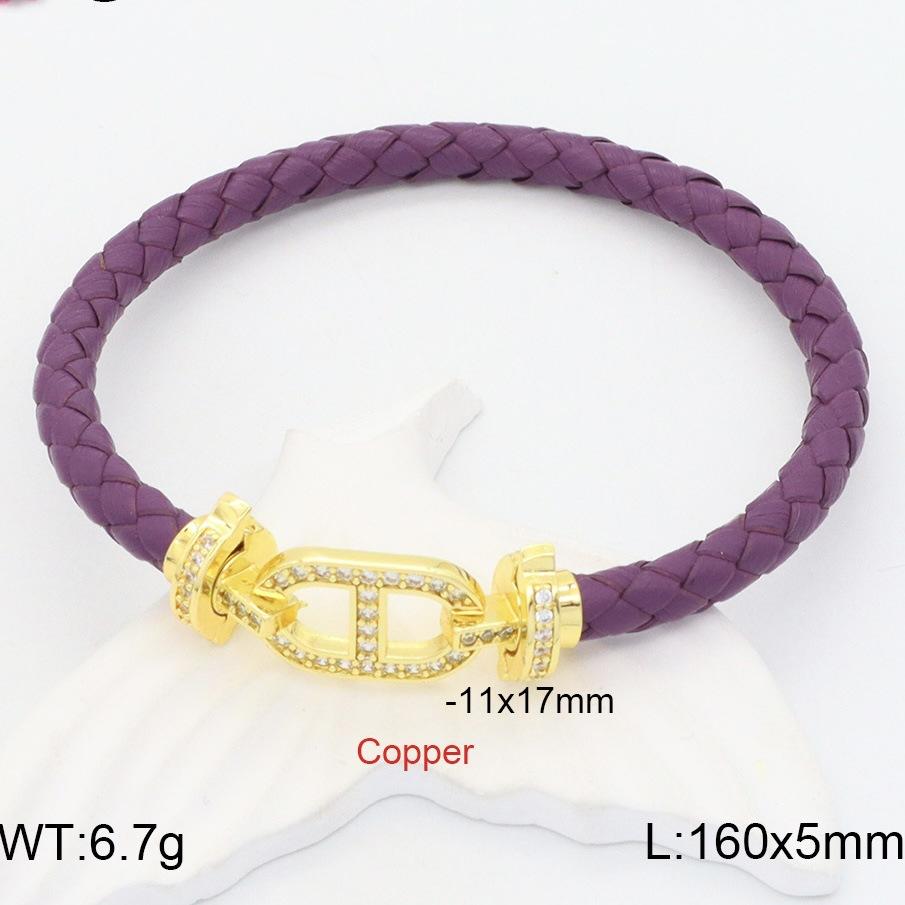 

Pig Nose Red Rope Leather Rope Bracelet Men s and Women s 18k Gold Micro-inlaid with Diamonds Natal Year Couple s High-end DIY Hand Rope 2026 16CM+1CM фіолетовий