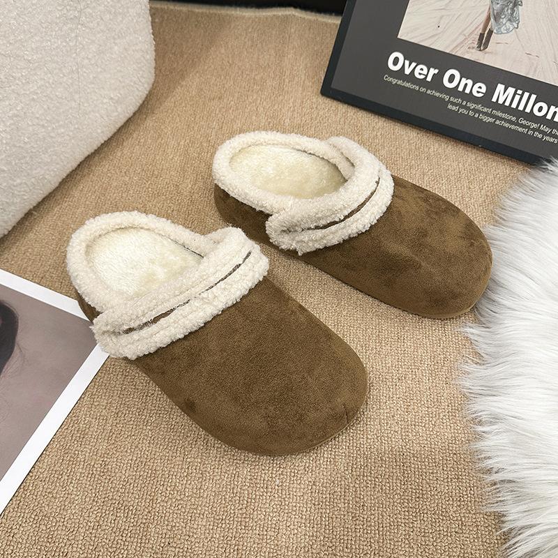 Women's Baotou lightweight and comfortable a footstirrup heightening winter warm cold padded non-slip wear-resistant leisure cotton slippers