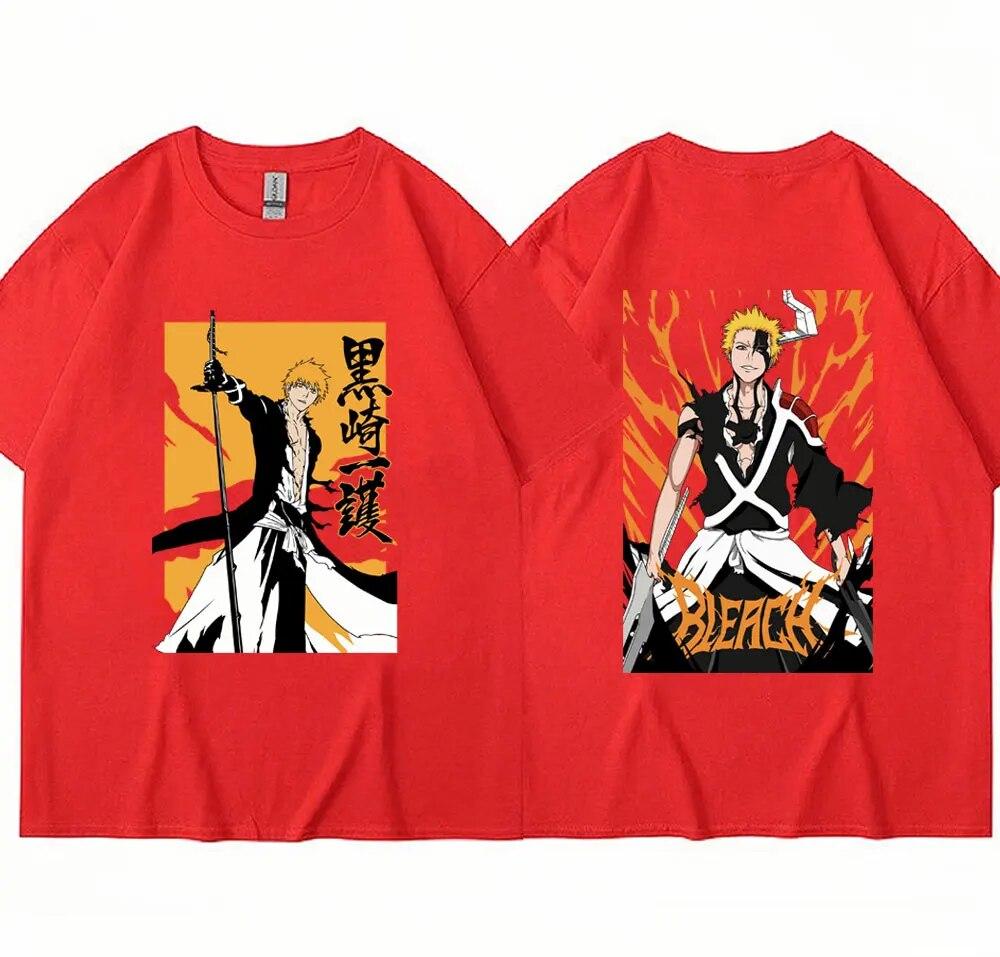 Japan Anime Bleach Kurosaki Ichigo T Shirt Unisex Women Fashion Oversized T-shirt Harajuku Short Sleeve Hip Hop T-shirts Streetwear