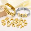 FLOLA DIY 26 Letters Custom Name Bracelets for Women Gold Silver Color Wide Band Initial Bracelets Handmade Jewelry Brtd91