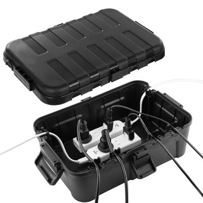 RESTMO Large Outdoor Power Outlet Box, Waterproof, IP54, Rainproof, Weatherproof, Ideal for Garden Lights, Timers, and Outlet Plugs, Black