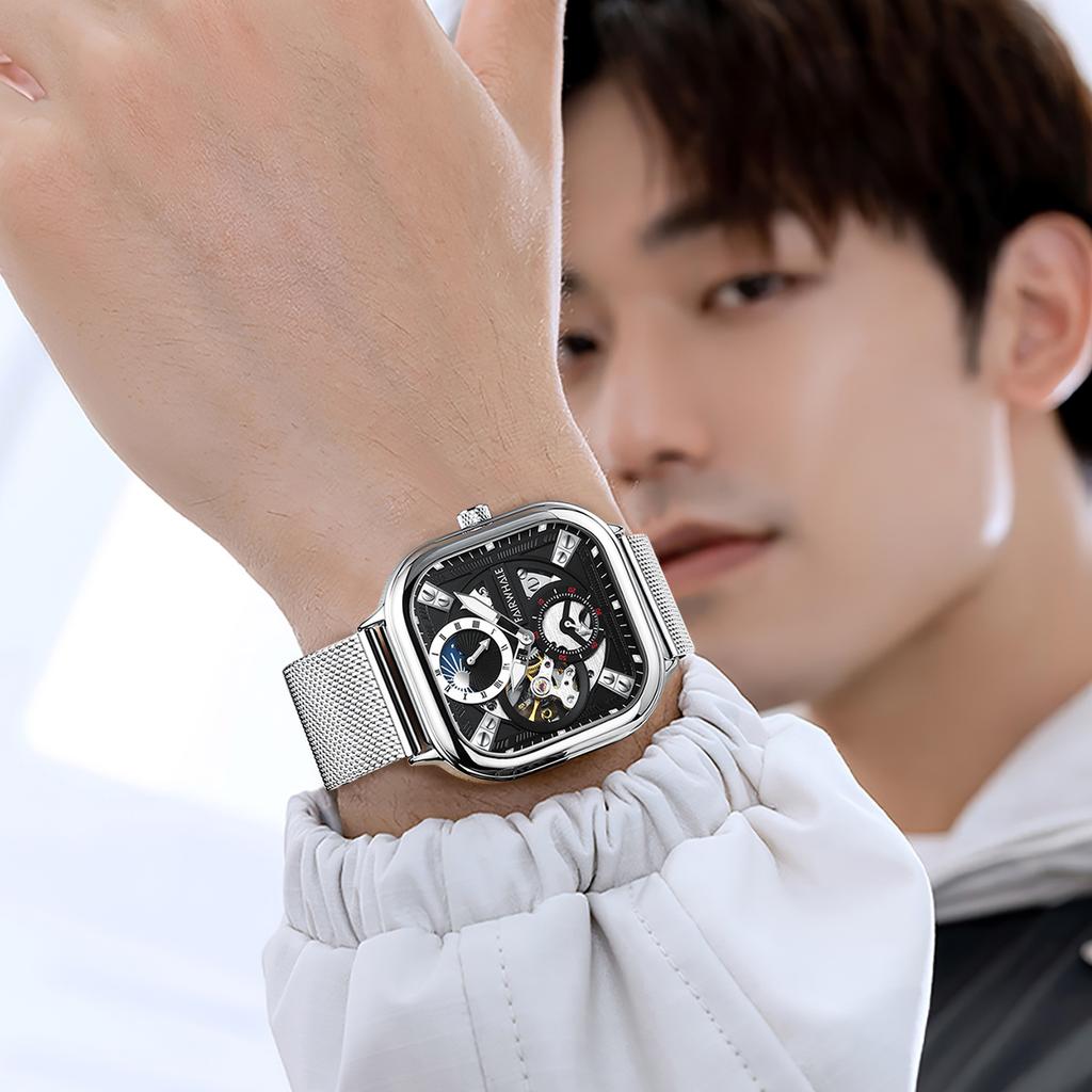 Uhr Trend Mode Sport Wasserdicht Leuchtend Hohl Mechanische Uhr