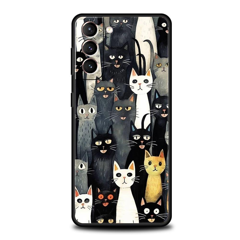

Чохол для телефону з котячим принтом для Samsung Galaxy S24 S23 Ultra S22 S21 S20 FE 5G S10 S10E S9 Plus S8 М’яка силіконова чорна кришка-бампер Samsung S20 FE