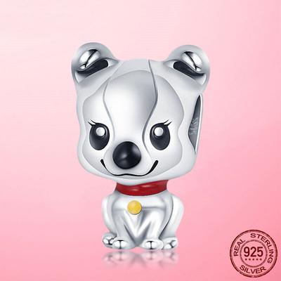 2022 New 100% 925 Sterling Silver Dog Doggy Charm Animal Beads Fit Original Fashion Bracelet Bangle 925 Silver Jewelry Making