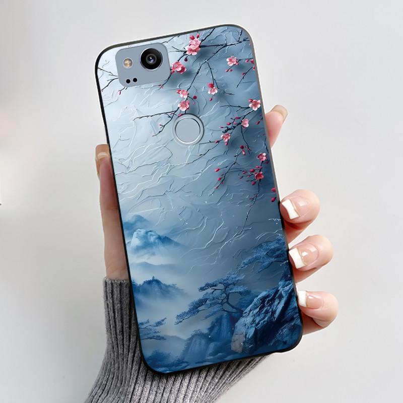 Cute Case For Google Pixel 2 / Pixel 2XL Printing Shell Pixel 1 XL Pixel1 Protective Cover Soft Silicone Cartoon Black Casing