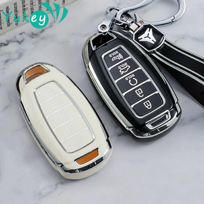 For Hyundai Palisade Limited Palisade Sel Elantra Sel Elantra Santa Fe Veloster 5 Bottons Tpu Car Key Case Cover