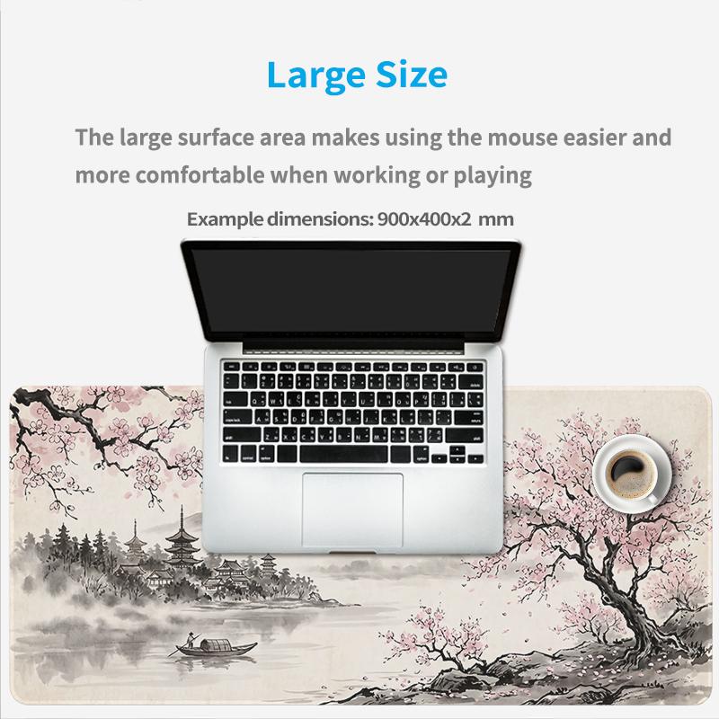 Mouse Pad Japanese Sakura Fuji Landscape Gaming Printon Demand Large Mousepad XXL Playmat Non-Slip Soft Office Mouse Mats