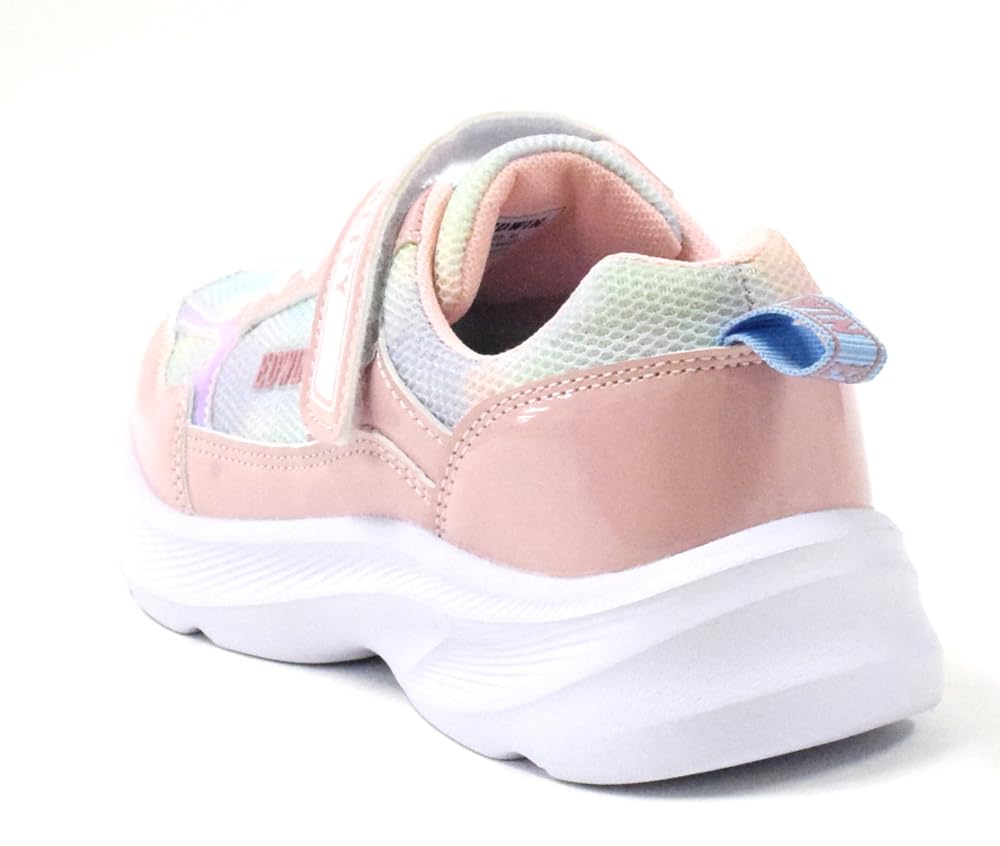 Edwin Athletic Velcro Size 2E EDW-3624 Sneakers, Shoes, Closure, Lightweight, Cute, Girls', School, Daycare, Kindergarten, Pink, 23.0 Cm,