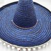 Zonnehoed Mexicaanse Sombrero met Kleurrijke Pompons, Hawaiiaanse Stijl Geweven Strohoed, Brede Rand Lichtgewicht Alle Seizoenen Feestkostuum voor de Zomer