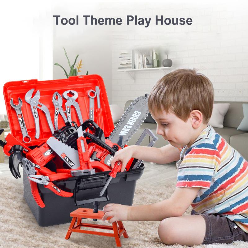 42PCS Tool Box Set Toy Simulation Repair Play House Toy Boy Repair Electric Drill Screwdriver Play House Complete Set