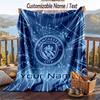 Flannel Blanket Manchester City Print Custom Name Text Soft Throw for Sofa Bed