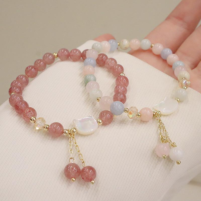 Natural Crystal Bracelet Strawberry Crystal Jewelry Bangles Women Fashion Jewelry Accessories Gift