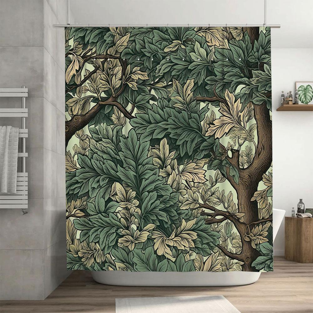 Vintage Style Tree Branch Printed Shower Curtain for Bathroom Decoration Home Decor