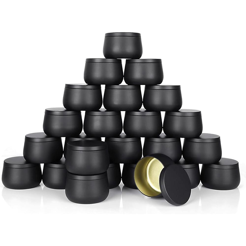 

24 Pieces 4 Ounce Metal Candle Cans 115 mL Lid Metal Storage Tins Containers for Storing Spices/ Candies/ Lip Balm/ Candles