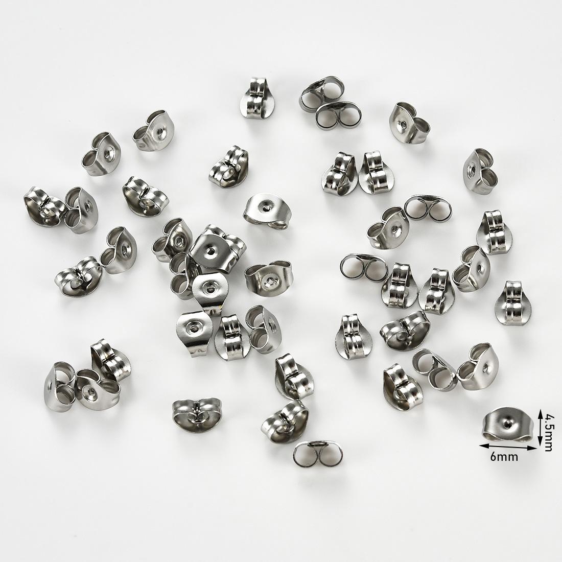 Sunling Hu Die Sai 100Pcs Stainless Steel Butterfly Earrings Back Stopper Scroll Ear Post Safety Backs Replacements Jewelry 100Pcs серебряный