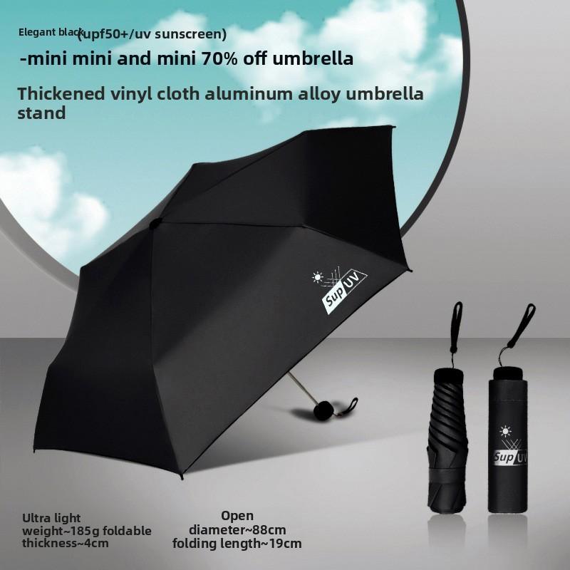

Сверхлегкий, Маленький и Портативный Зонт от Солнца из Винила из Алюминиевого Сплава Суперпрочный Ультрафиолетовый Солнечный Зонт для Женщин Iron&6K чёрный