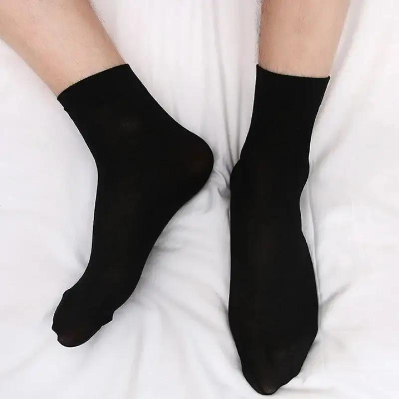 

1 пара Мужские дышащие короткие носки из бамбукового волокна Мужские носки-гольфы Деловые носки средней длины Короткие 1 Pairs Black