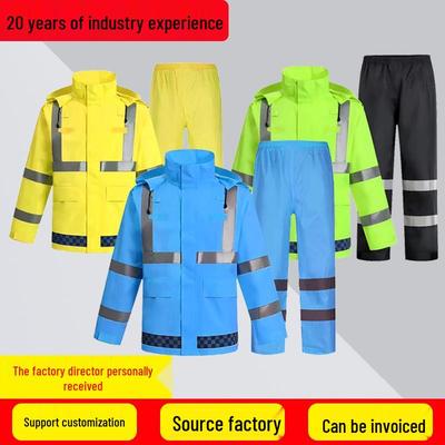 300D Breathable Traffic Raincoat & Pants Set - Reflective Gear for Highway Rescue