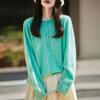 Women's Korean-Style Brushed Wool Cardigan - Round Neck, Chic Knit Outerwear Sweater, New for 2025.