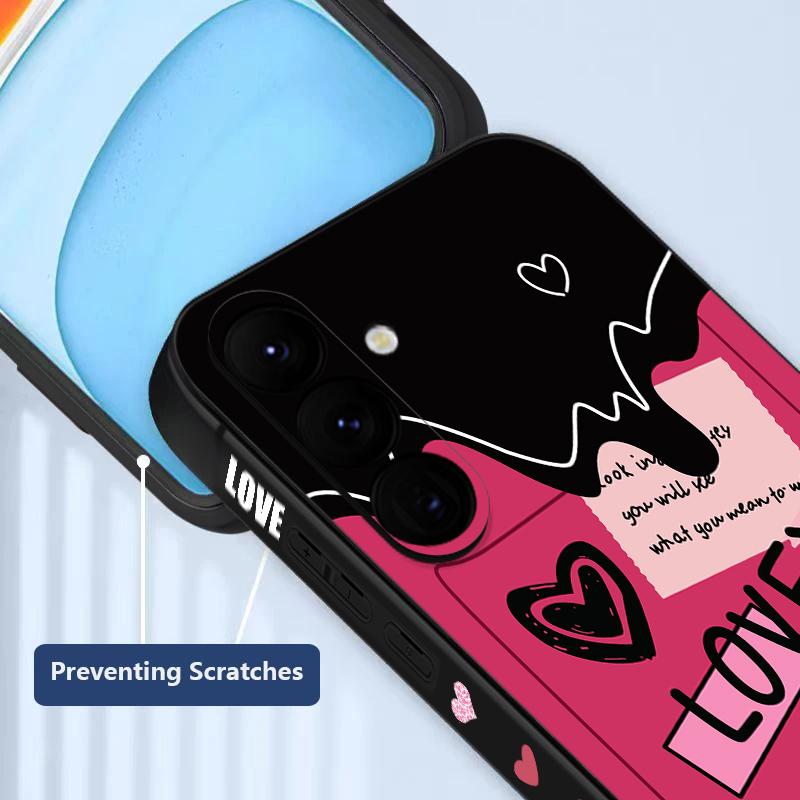Lovely Heart Pattern Case For Samsung Galaxy S26 S25 Ultra S24 S23 S22 Plus S21 FE A15 A16 A17 A35 A36 A54 A55 A56 5G Soft Cover