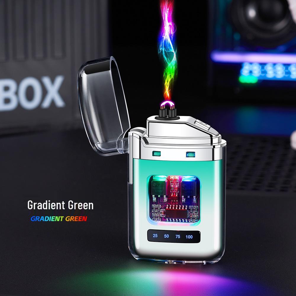 Transparent Gradient Electronic Pulse Windproof Double Arc Lighter Gift