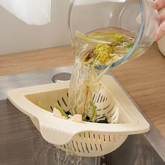 5 Pezzi Cestini Angolari per Scarico Lavello Triangolari Magnetici Cestini Drenanti Filtro per Lavello da Cucina con Base Drenante Rotante per Scarti Alimentari Risciacquo Verdure