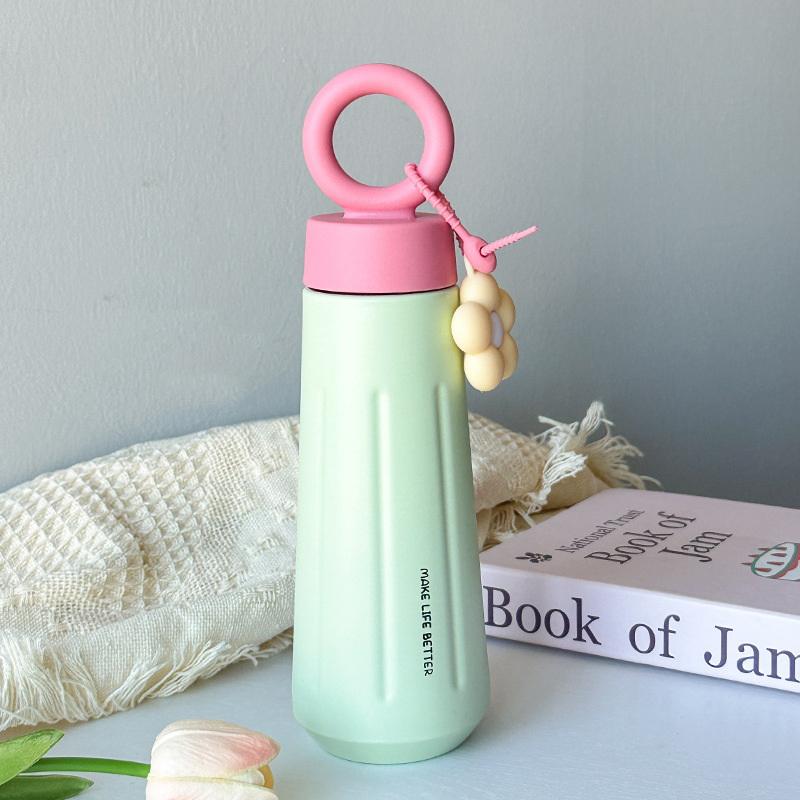 

450ML Unisex Thermos Bottle With Sunflower Pendant 316 Stainless Steel Insulated Vacuum Sport Car Water Bottle Outdoor Tableware