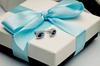 Silver Stud Earrings with Blue Cubic Zirconia