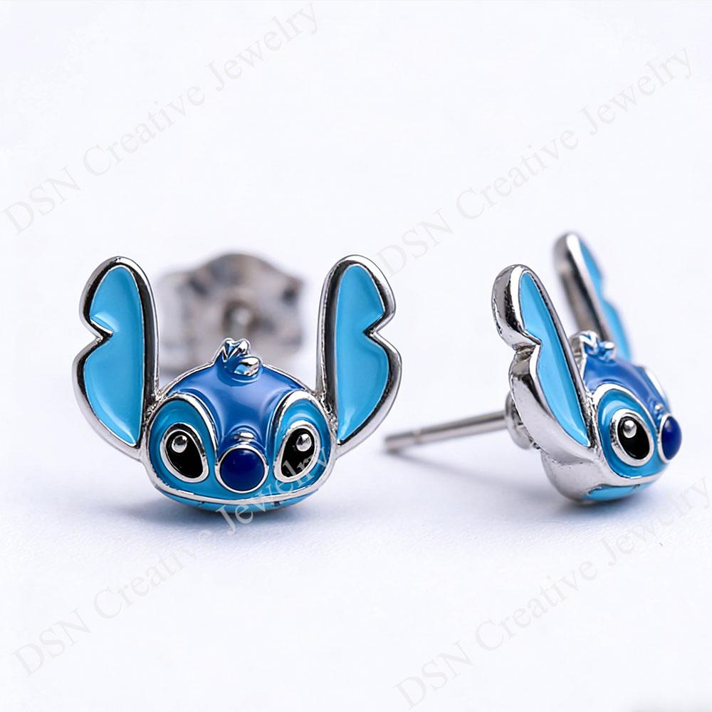 

DSN креативные серьги из серебра 925 пробы серьги-гвоздики Дисней Стич с эмалью милые мультяшные женские роскошные ювелирные изделия подарок бронзовый