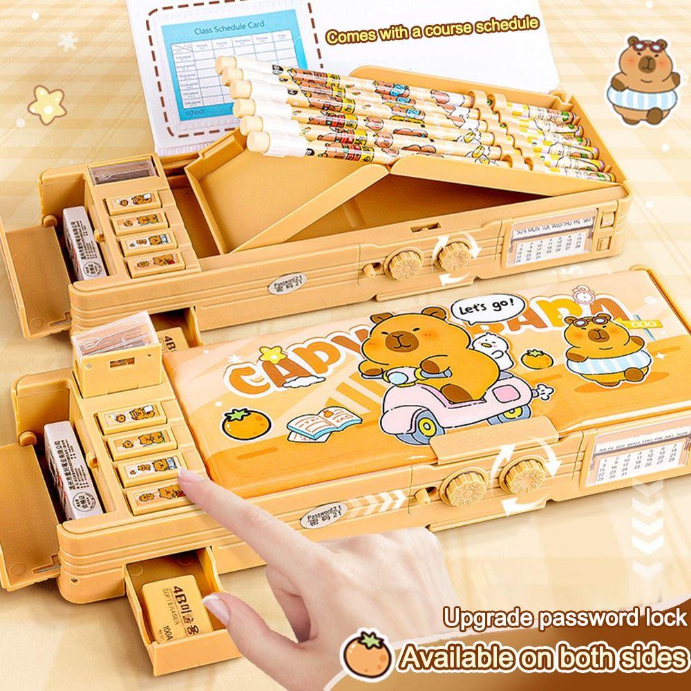 Multifunctional Stationery Box Double Layer High-tech Pen Box School Office Supplies