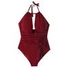Modest One-Piece Swimsuit Women With Neckline Support Tummy Control Slimming Fit Solid Color Bathing Suit