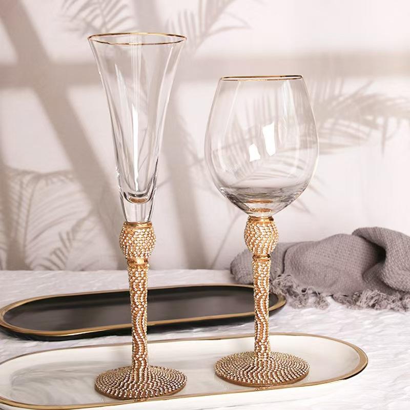 Crystal Goblet Champagne Glass Cup Creative Red Wine Sparkling Sweet Wine Glass Wedding Party Bar Home Drink Glass