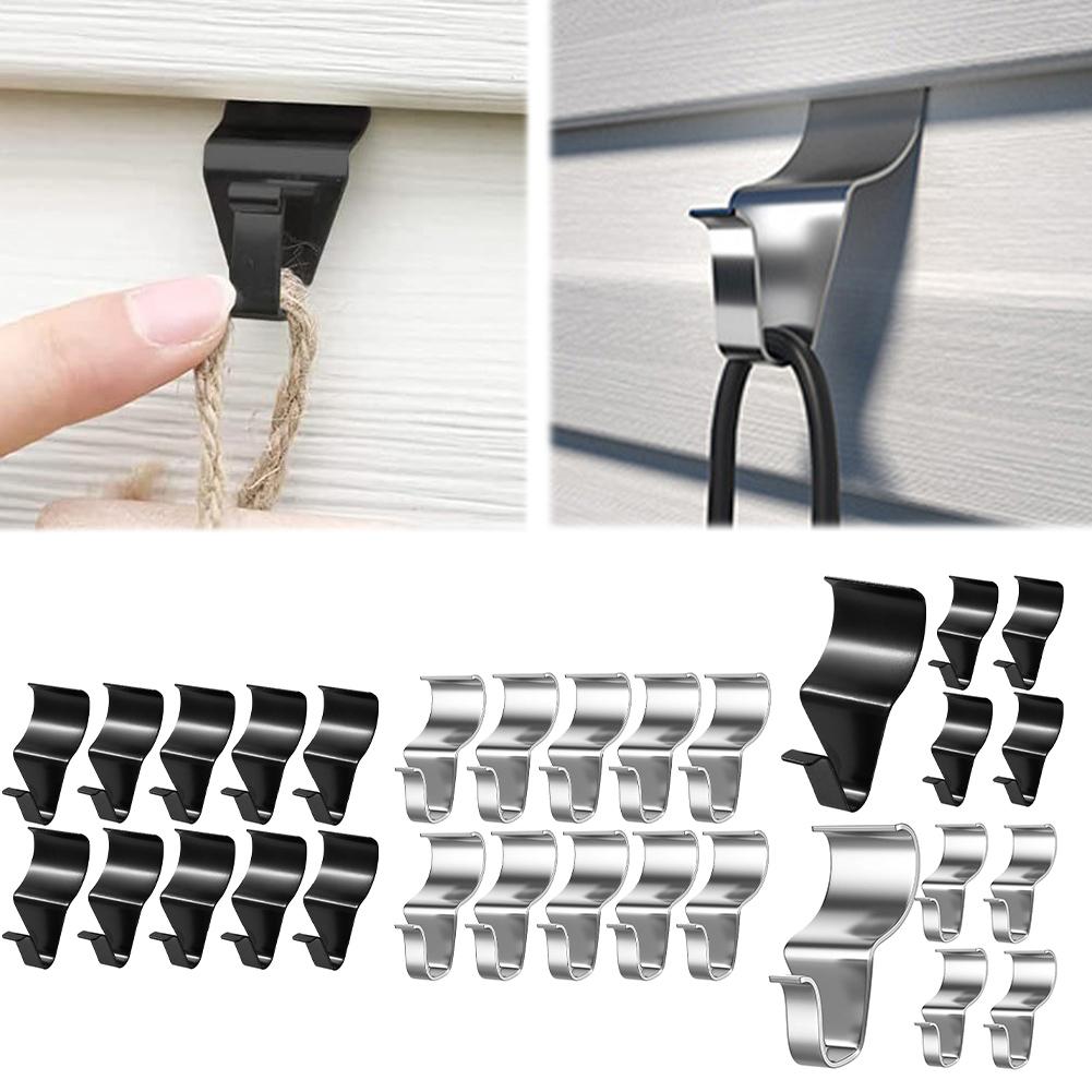Vinyl Siding Hooks No-Hole Needed S-Shaped Clothes Rack Stainless Steel Metal Coat Hangers for Outdoor Decor Hanging