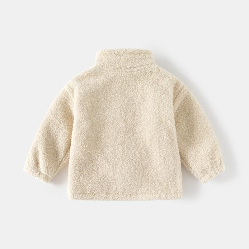 Children's Jacket 2024 Autumn New Granular Fleece Stand-up Collar Solid Color Baby Thickened Children's Zipper Shirt