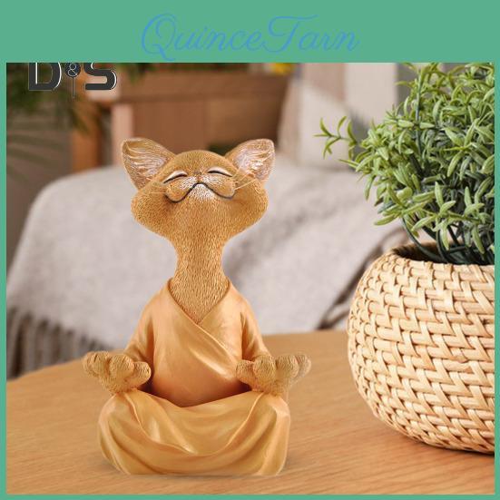 Figurine Meditating Zen Resin Cat Cat Sculpture Sit In Meditation Cat Ornament For Yoga Living Room Bedroom Office Gift For Cat Lover