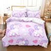 3D Cartoon Bedding Set Unicorn Rainbow Printed Duvet Cover Set Soft Skin-Friendly Single Double King Size for Kids Birthday Gift