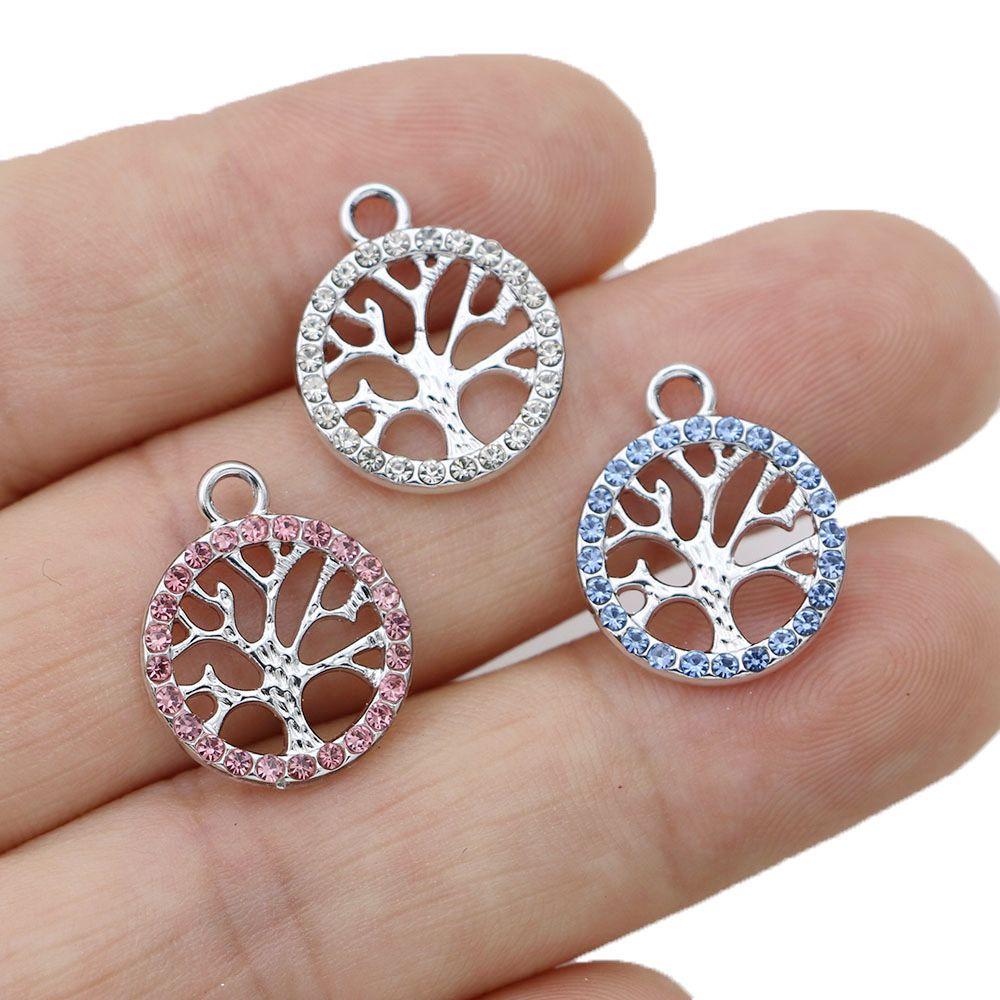 10Pcs Silver Plated Crystal Tree Of Life Charm Pendant For Jewelry Making Earrings Bracelet Necklace Accessories Diy Findings