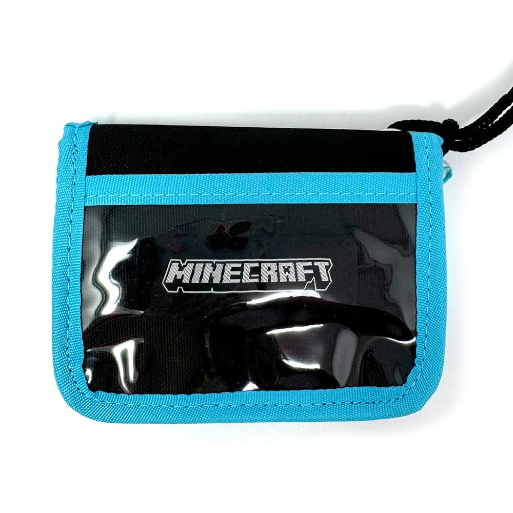 Kaitak Family Minecraft Bifold Wallet with Neck Strap and Coin Purse, Official Apparel Merchandise, 1P5F68H (Neck Strap, Sax)