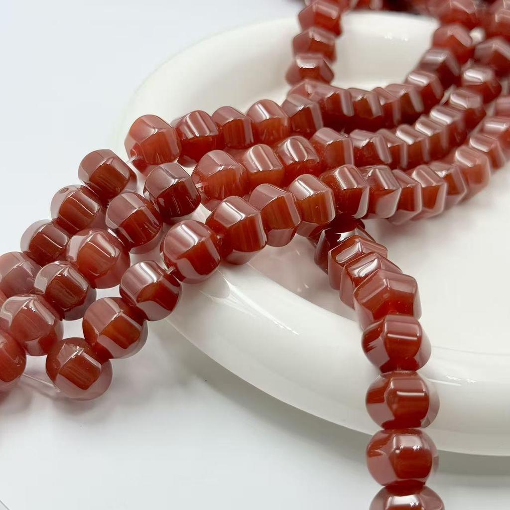 Natural A-Grade Irregular Red Agate Lantern Beads for DIY Bracelets, Necklaces, and Jewelry Accessories.