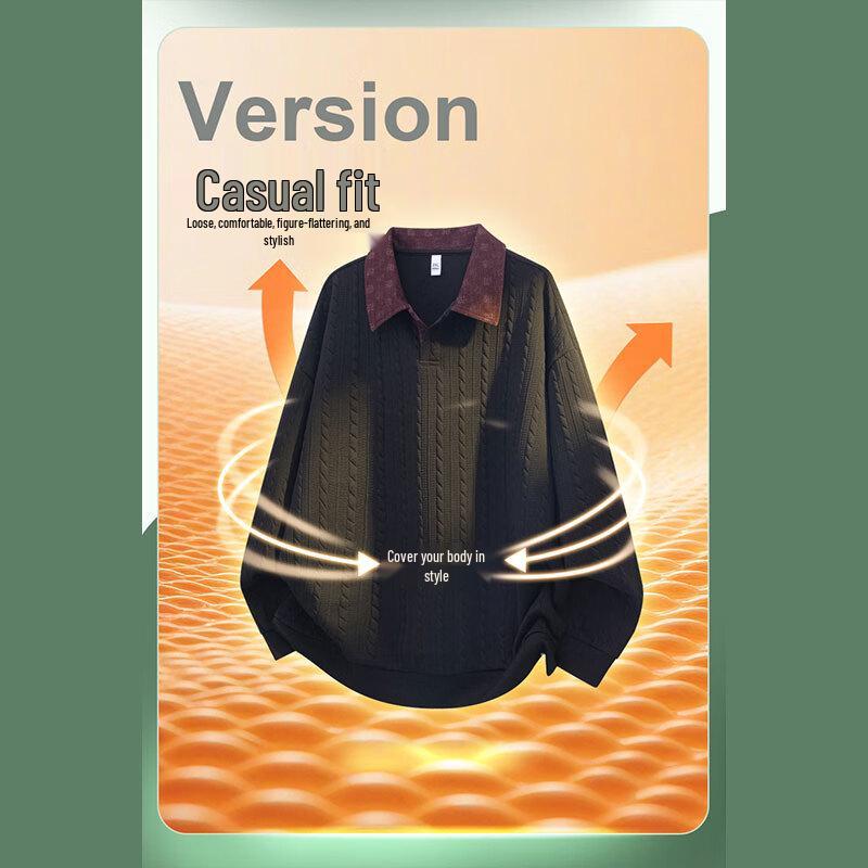 JEANSWEST Unisex Heavyweight Long-Sleeve Polo Sweatshirt