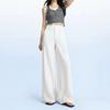 Petite Women's White Linen Wide-Leg Pants - Summer 2026, Lightweight, Wrinkle-Resistant, Extra Long, Casual Fit