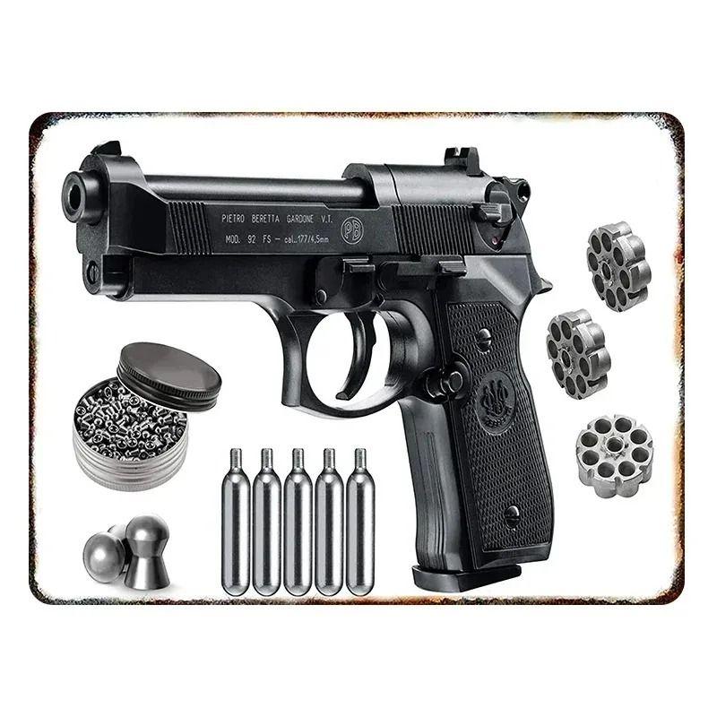 Retro Pistol Tin Sign Metal Wall Art for Home Bar Club Decor