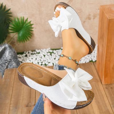 Damen Pantoffeln Elegante Plateau-Pantoffeln Modische Lässige Keilabsatzschuhe Damen Sommer Weiche Absatzsandalen Leichte Slides Damen